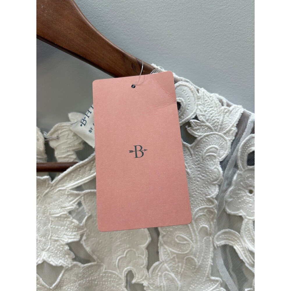 BHLDN White Floral Appliqué Short Sleeve Wedding Dress - Picture 3 of 6